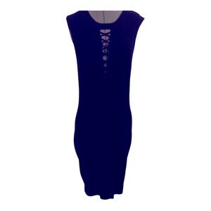 Venus Navy Blue Plunge V-Neck Sweater Dress Size L